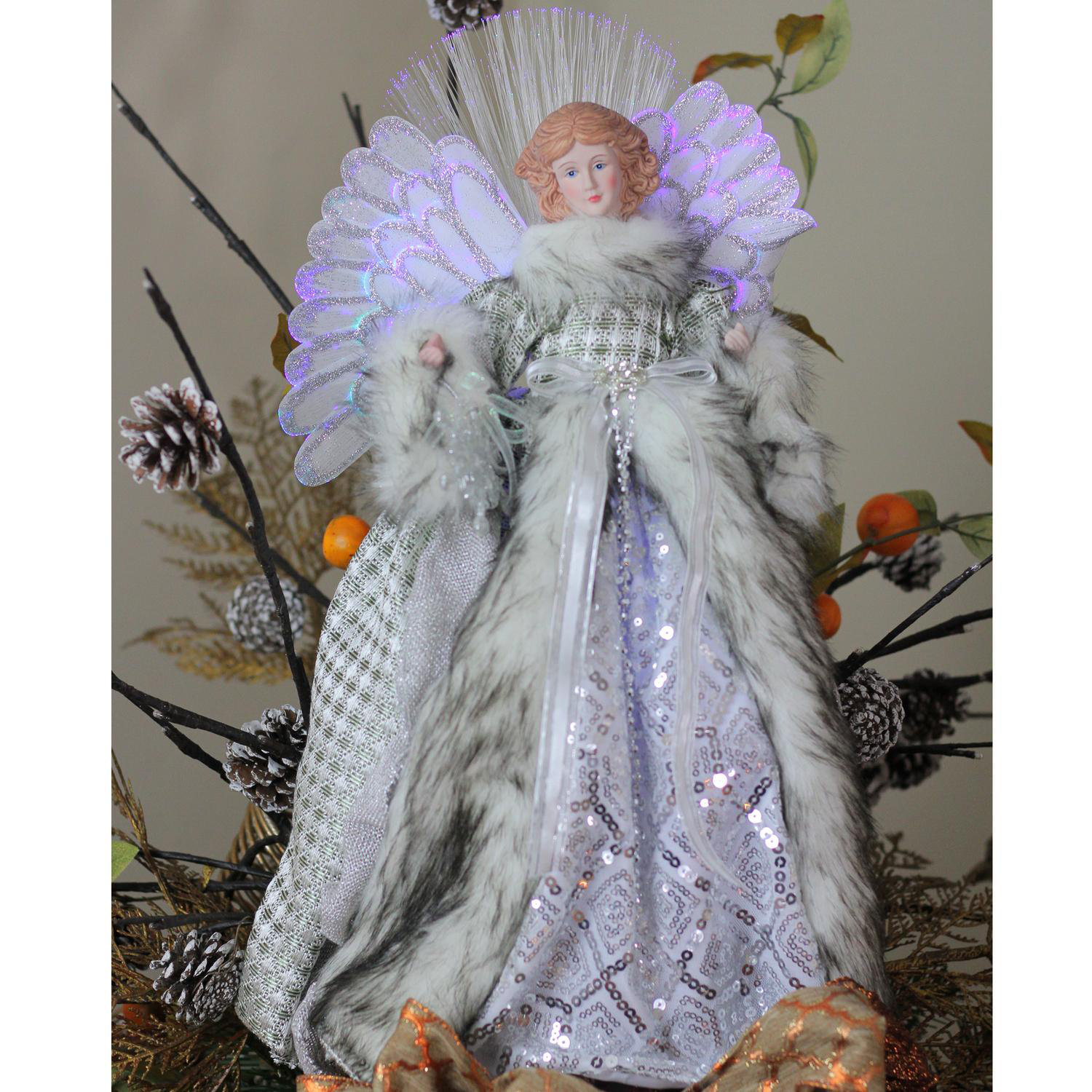Northlight Seasonal 16" Lighted Fiber Optic Angel in Silver Gingham